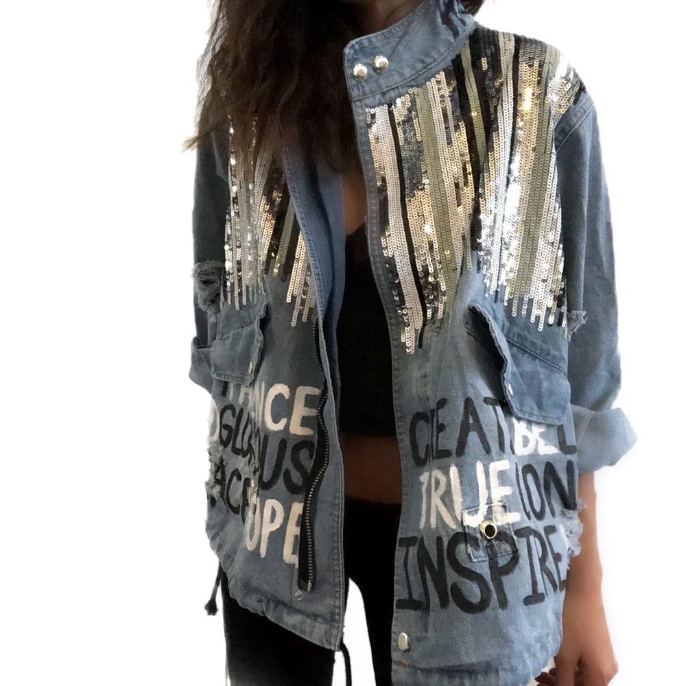 Wren + Glory ‘Positive Vibes’ Denim Jacket.